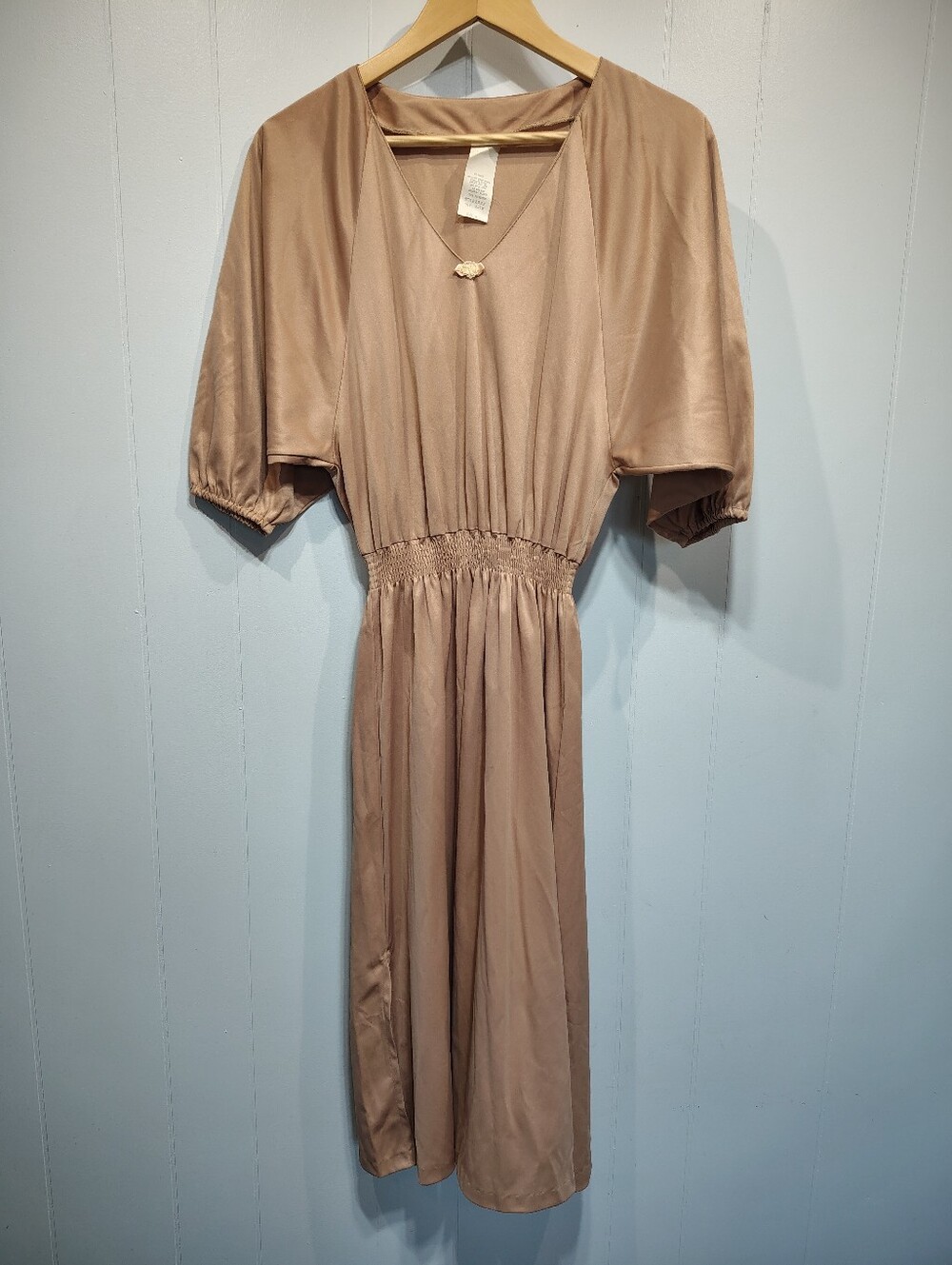 Vintage 70s Loungewear Dress Lingerie Nightgown Smocked Waist Size 9